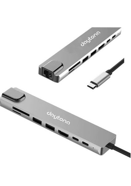 CF55 Macbook Android Uyumlu Type-C To 2 USB 3.0 4K HDMI Ethernet RJ45 Pd Çevirici Hub Adaptör, Standart fiyatları