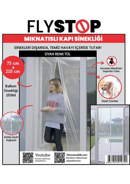 Mıknatıslı Balkon Kapı Sinekliği 75X210CM Siyah fiyatları
