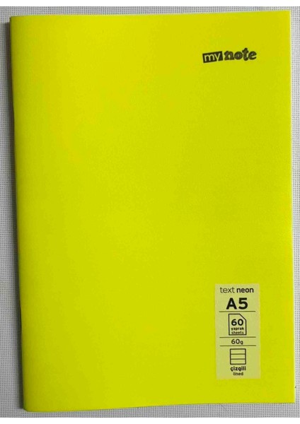 A5 60 Yaprak Çizgili Pp Kapak Dikişli Defter Sarı