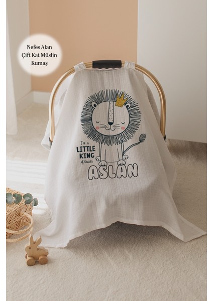 %100 Pamuk Isme Özel Çift Katlı Müslin Puset Örtüsü - Aslan