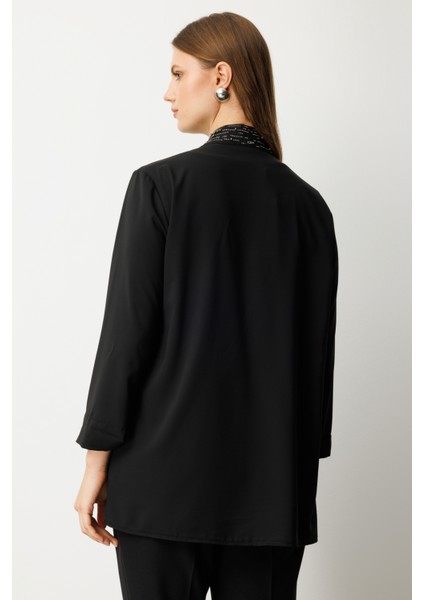 Kadın Büyük Beden Iç Atletli Yakası Taş Işlemeli Ceket 5981 Siyah fırsatları
