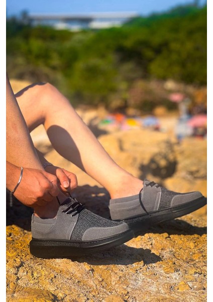KB-042 Kuback Bağcıklı Gri Siyah Taban Günlük Erkek Ayakkabı fırsatları