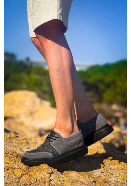 KB-042 Kuback Bağcıklı Gri Siyah Taban Günlük Erkek Ayakkabı indirimleri