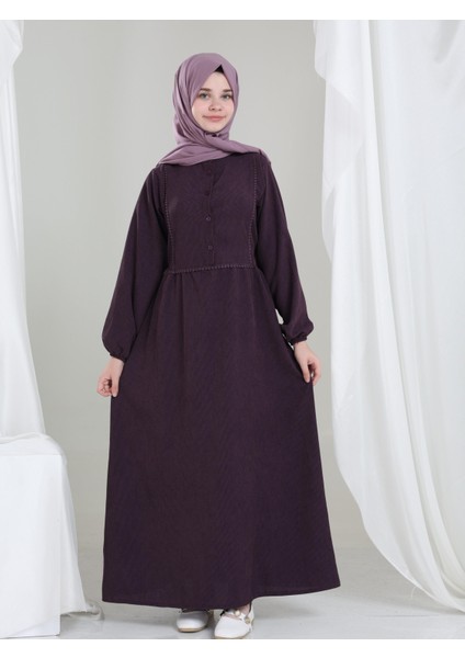 Melora Kız Çocuk Kadife Elbise Mürdüm