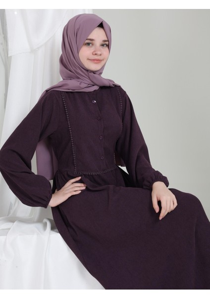 Melora Kız Çocuk Kadife Elbise Mürdüm