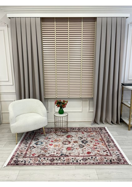 Bej Renk Vintage Eskitme Görünümlü Lateks Taban Halı fiyatları