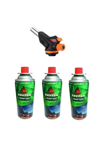 3 Kartuşlu Çakmak Pürmüz Seti - Turbo Tourch Kamp Piknik Pürmüz Seti ( Lisinya )