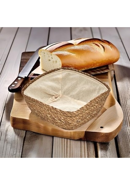 El Yapımı Hasır Içi Bezli Kare Ekmeklik ve Dekoratif Kare Hasır Sepet, Hasır Içi Bezli Ekmek Sepeti Kare (20CM*20CM*8CM) fiyatları