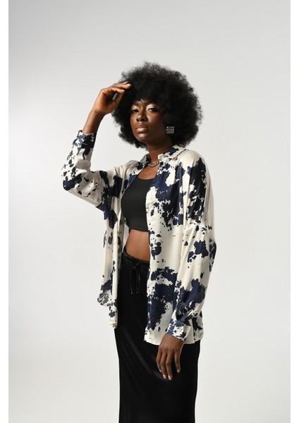 Kadın Karışık Desenli Oversize Gömlek fiyatları