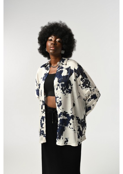 Kadın Karışık Desenli Oversize Gömlek modelleri