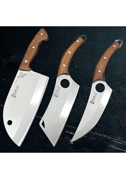 Almazan Şef Bıçak 3'lü Set Pro Bıçak Seti Hediyelik Bıçak Karadeniz Rüzgarı Serisi Bıçak