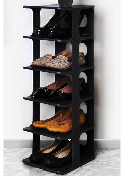 Home 5 Katlı Plastik Ayakkabılık Raf, Eklenebilir ve Büyütülebilir Düzenleyici Organizer, Kapı Önü ve Ev Içi Kullanım Için Ideal, Uzun Ömürlü ve Dayanıklı (Siyah) fırsatları