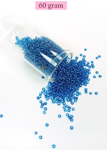 Litaetrend Dökme Cam Kum Boncuk (11/0) 2 mm - 60 Gram - Şeffaf Mavi - BNC042
