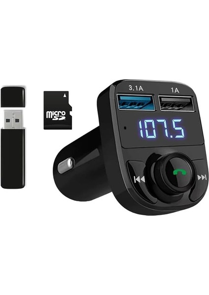Otomatik Frekans Tanımalı Parazit Yok Fm Radyo Transmitter 3.1A Hızlı Şarj Micro Sd Bluetooth Mp3 Çalar Çakmaklık (GA02)