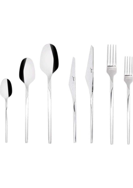 5100 Quartz 12 Kişilik 84 Parça Çatal Kaşık Bıçak Takımı, Gri