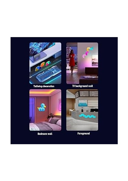 App Uzaktan Kumanda Duvar Lambası 12 Set Üçgen Işık Paneli, Rgb LED Işıklar, Müzik Senkronizasyonlu, Bluetooth App ve Ses Uzaktan Kumandası, Duvara Monte, Oyun Dekoru Için Ideal fiyatları