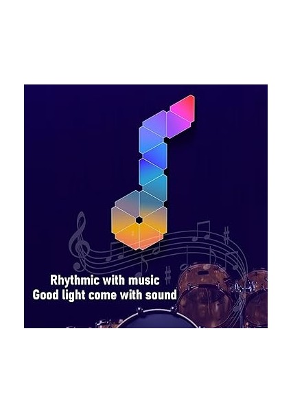 App Uzaktan Kumanda Duvar Lambası 12 Set Üçgen Işık Paneli, Rgb LED Işıklar, Müzik Senkronizasyonlu, Bluetooth App ve Ses Uzaktan Kumandası, Duvara Monte, Oyun Dekoru Için Ideal modelleri