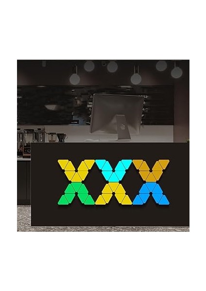 App Uzaktan Kumanda Duvar Lambası 12 Set Üçgen Işık Paneli, Rgb LED Işıklar, Müzik Senkronizasyonlu, Bluetooth App ve Ses Uzaktan Kumandası, Duvara Monte, Oyun Dekoru Için Ideal fırsatları