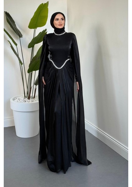 Maelis Beli ve Boynu Taşlı Abiye Siyah fiyatları