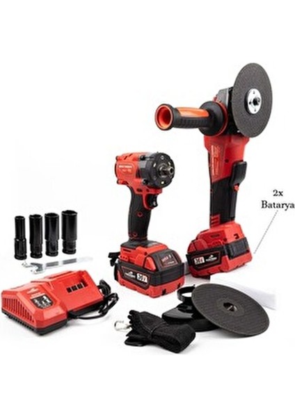 Akülü Vidalama Seti 36V 5 Ah Yüksek Tork 450 Nm Darbeli 2 Akü ile Profesyonel Kullanım