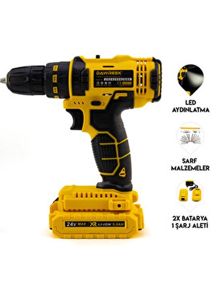 Darbeli Vidalama Seti 24V Şarjlı Akü ve Taşıma Çantası ile Kullanıma Hazır