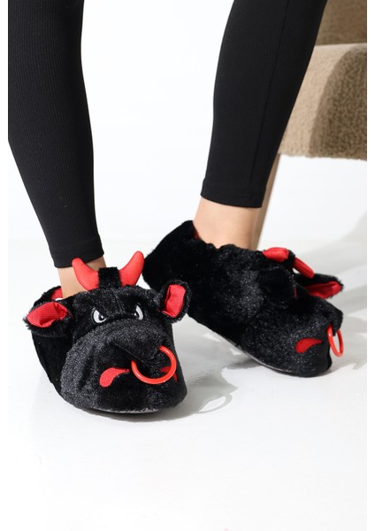 Hayvanlı B20 Boğa Modelli Kışlık Kadın Erkek Panduf Ev Içi Sessiz Taban Panduf modelleri