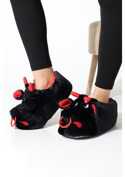 Hayvanlı B20 Boğa Modelli Kışlık Kadın Erkek Panduf Ev Içi Sessiz Taban Panduf fırsatları