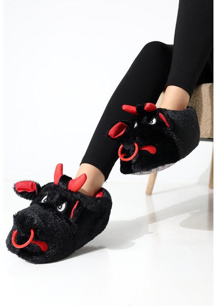 Hayvanlı B20 Boğa Modelli Kışlık Kadın Erkek Panduf Ev Içi Sessiz Taban Panduf indirimleri