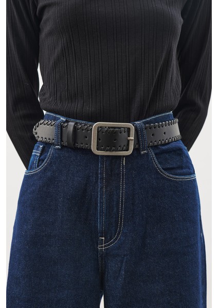 Örg Detaylı Tokalı Bel Kemeri Siyah