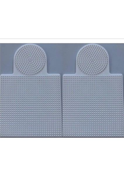 2 Adet Ütü ile Yapışan Boncuk Dizme Tablası Büyük Boy - Kare : 15,5 cm - Daire : 8,5 cm - Beyaz Renk