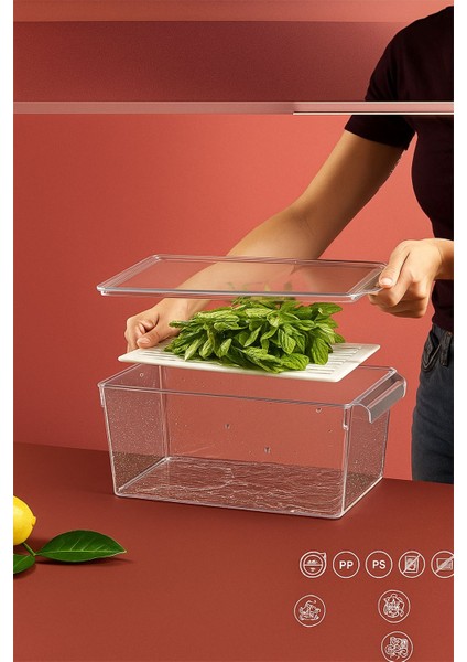 Lüks 4'lü Süzgeçli Kapaklı Buzdolabı Düzenleyici | Saklama Kabı | Dolap Içi Düzenleyici Organizer | Sebzelik Meyvelik | modelleri