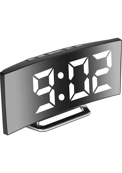 Dijital Çalar Saat, 7" LED Ayna Ekranlı Başucu Çalar Saat, Erteleme, Yatak Odası, Mutfak, Ofis, USB Şarj ve Pil Gücü Için 2 Parlaklık Çalar Saat (Beyaz)