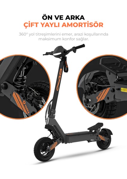 Yadea G10 Elektrikli Scooter 800W-1200W Güç – 50KM Menzil, Dokunmatik Ekran, Çift Süspansiyon modelleri