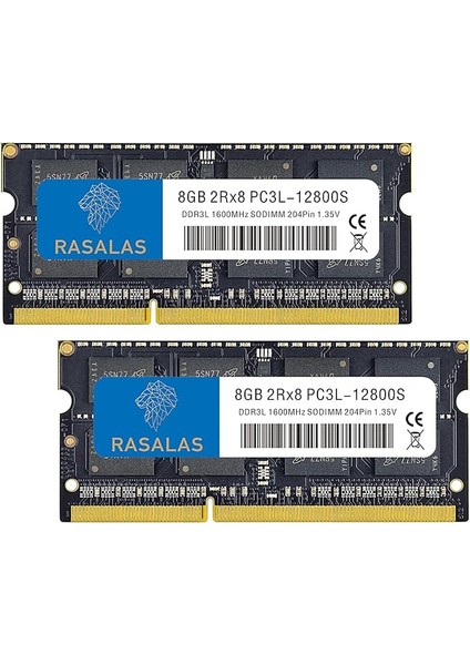 16GB 2X8GB Ddr3 DDR3-1600 1600MHZ PC3L-12800S 12800 Ecc Olmayan Arabelleksiz 1.35V CL11 2rx8 Çift Sıralı Sodımm Dizüstü Bellek Ram