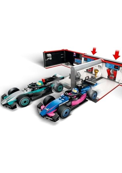 City F1 Garajı ve -Amg ve Arabaları 60444-7 Yaş ve Üzeri Çocuklar Için Yarış Arabası Içeren Yaratıcı Oyuncak Yapım Seti, Doğum Günü Hediyesi (678 Parça) modelleri