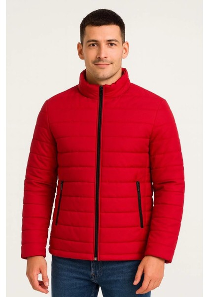 Erkek Bomber Mont Ceket – Su Itici Kumaş, Kapitone Astarlı, Fermuarlı, Kışlık - Kırmızı fırsatları
