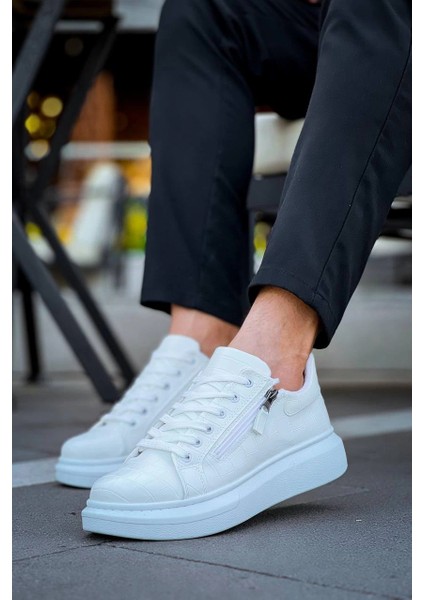 KB-309 Kuback Beyaz Fermuar ve Bağcıklı Günlük Erkek Ayakkabı