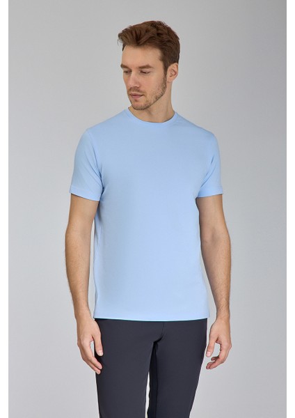 Supima Gömlek Yaka Cool Touch Erkek T-Shirt Mavi TS24Y24106_D35