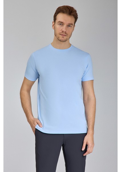 Supima Gömlek Yaka Cool Touch Erkek T-Shirt Mavi TS24Y24106_D35 modelleri