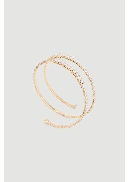 Çift Sıra Taşlı Kelepçe Bilezik - Gold modelleri