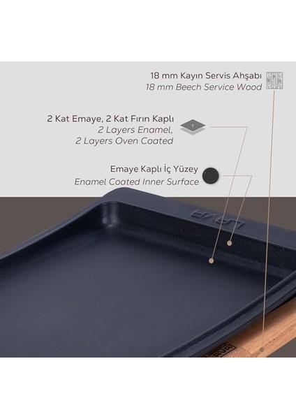 Döküm Servis Tabağı 36X24 cm Ahşap Altlıklı - Lv As 173 fiyatları