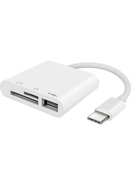 USB Type C To Sd Micro Sd Tf Kart Okuyucu ve USB Çevirici 3 In 1 Dönüştürücü Adaptör 5232