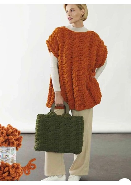 5 Adet Puffy El Örgü Ipi Atkı Battaniye Bere Panduf Parmak Örgü Ipliği 599-KEMIK modelleri