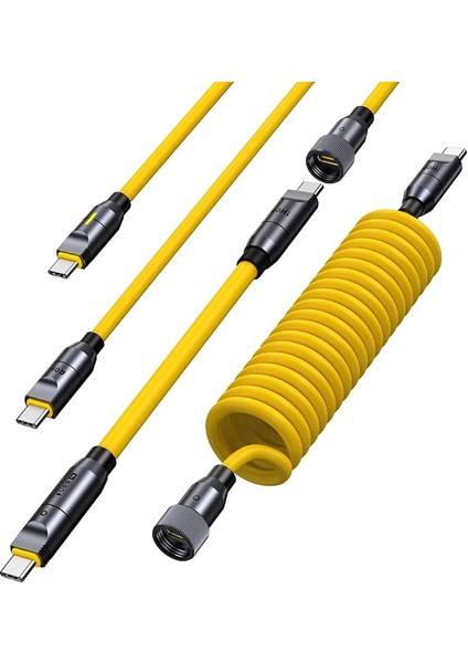240W 8'i 1 Arada USB C Kablo ve Yıldırım Kablo Seti, Geleceğin Pd3.1 Tip C Hızlı Şarj Kablosu ve Mfi Sertifikalı Yıldırım Kablosu Seti iPhone MacBook iPad Galaxy (Amber) Için