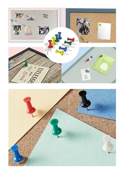 Renkli Harita Çivisi 100'LÜ 1 Paket Mantar Pano Raptiyesi Pano Iğnesi Ofis Okul Büro modelleri