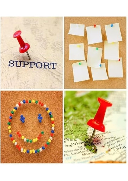 Renkli Harita Çivisi 100'LÜ 1 Paket Mantar Pano Raptiyesi Pano Iğnesi Ofis Okul Büro fırsatları