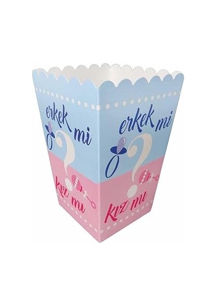 Kız Mı Erkek Mi Popcorn Kutusu, 8'li Set, Baby Shower ve Cinsiyet Partisi Için Mısır Kutuları, Mavi-Pembe fiyatları
