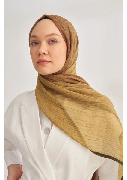 Yağ Yeşili Armanda Degrade Biyeli Müslin Şal 3359 fiyatları