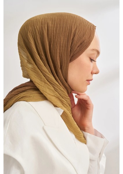 Yağ Yeşili Armanda Degrade Biyeli Müslin Şal 3359 modelleri