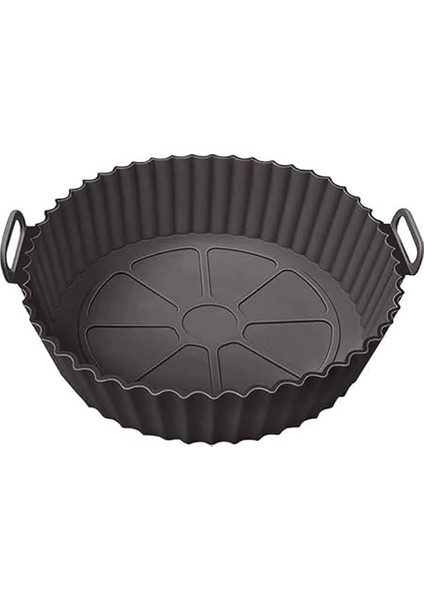 Silikon Airfryer Kabı, Yapışmaz Airfryer Kalıbı, Isıya Dayanıklı Yanmaz Kolay Temizlenebilen Pişirme Kabı Siyah Renk